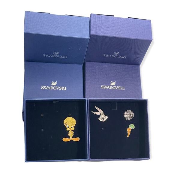 Swarovski LOONEY TUNES BUGS BUNNY TIE PIN SET & TWEETY PIN SET - Picture 5 of 9